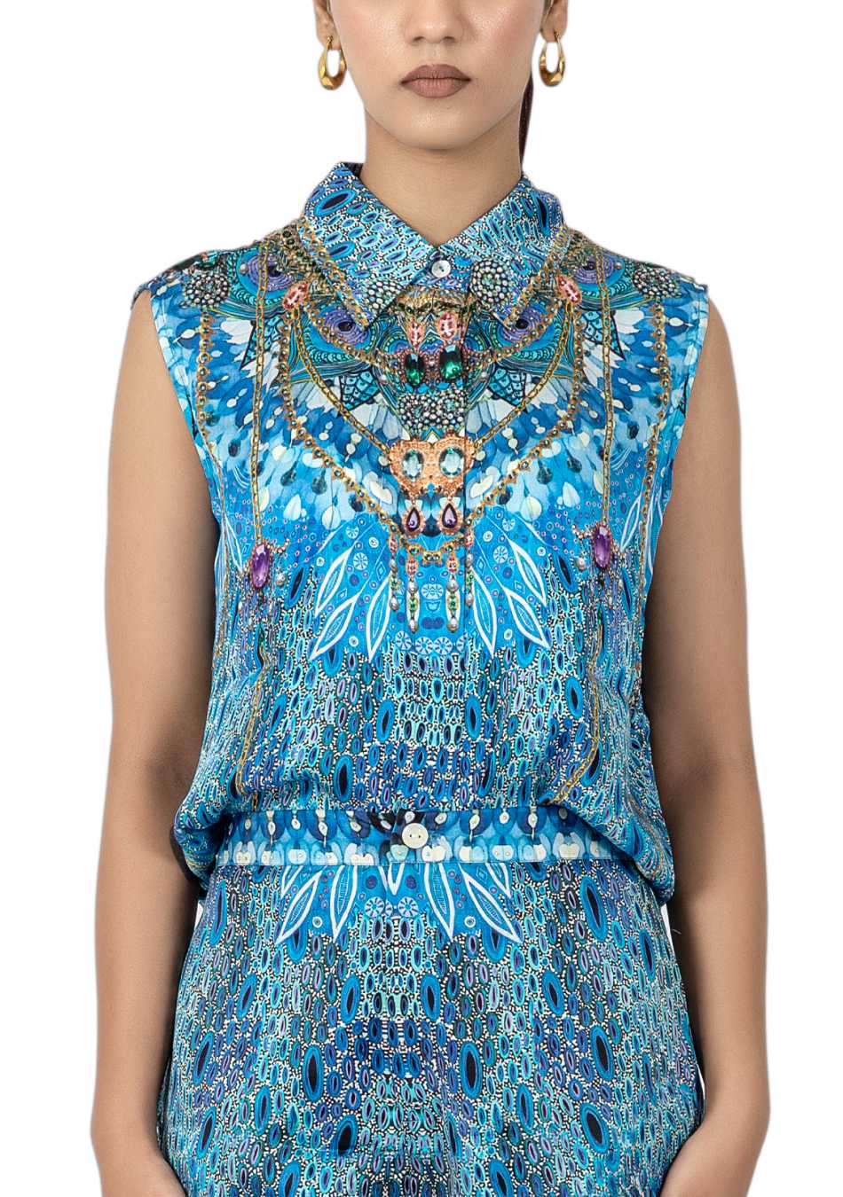 Placement Printed Sleeveless Shirt