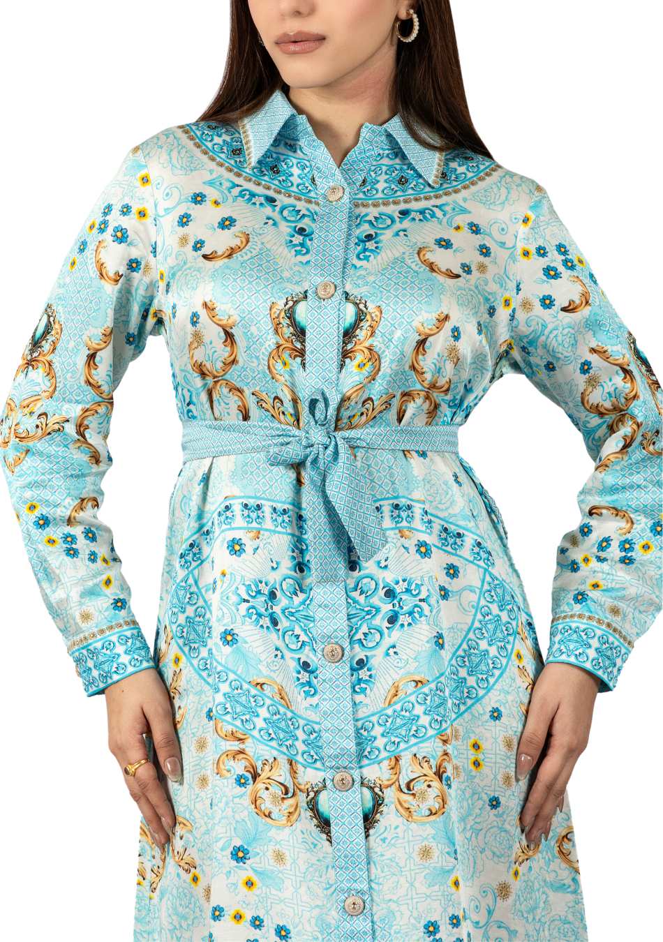 Ocean Pulse Embellished Shirt Dress